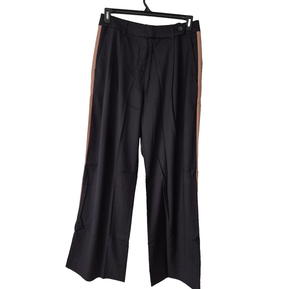 WildFang The Empower Wide Leg Trousers Womens 12 Black/Rose Brown Pants  NEW